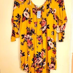 Yellow floral print dress/tunic